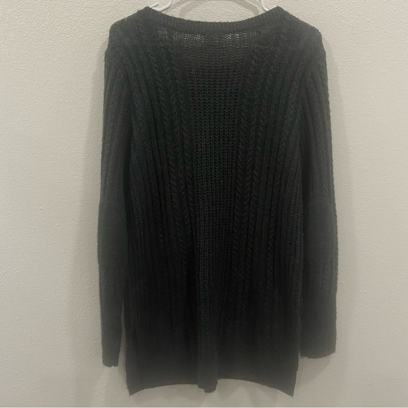 Caslon Gray Knitted Mohair Wool Blend Long Sleeve Sweater Size M Elbow Patch - Picture 2 of 8